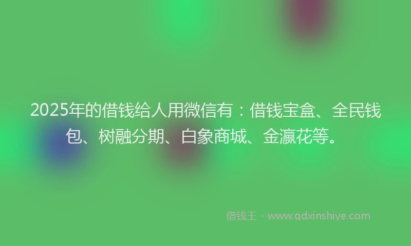 2025年的借钱给人用微信有：借钱宝盒、全民钱包、树融分期、白象商城、金瀛花等。