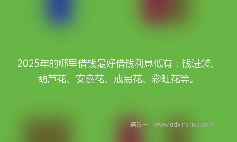 2025年的哪里借钱最好借钱利息低有：钱进袋、葫芦花、安鑫花、戒易花、彩虹花等。
