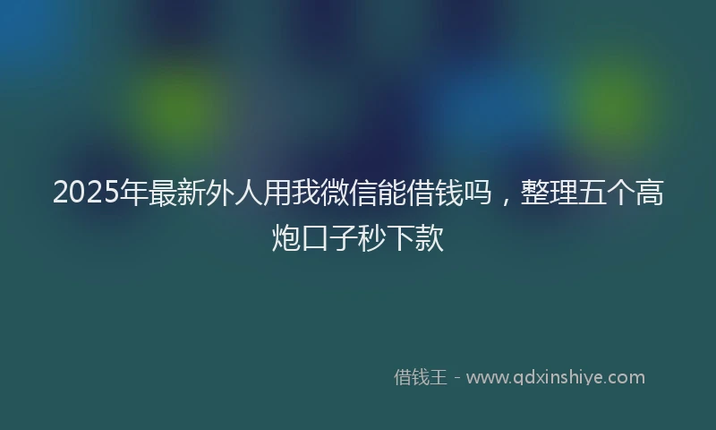 2025年最新外人用我微信能借钱吗，整理五个高炮口子秒下款