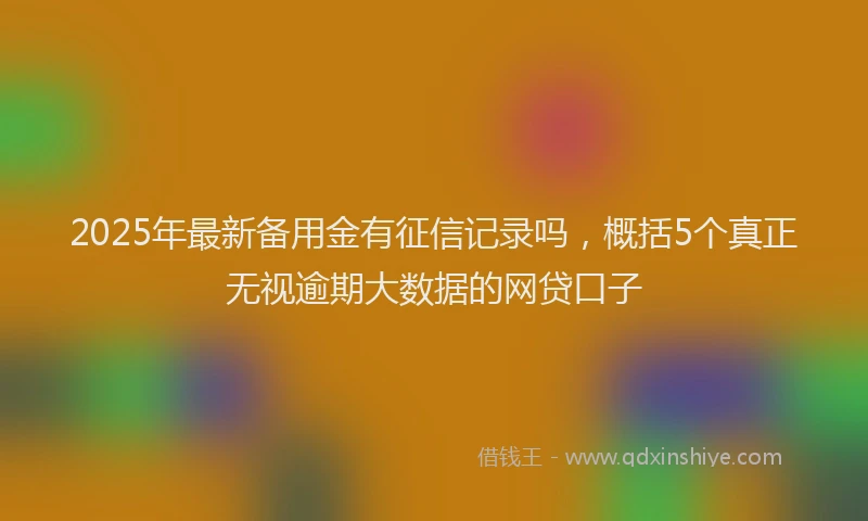 2025年最新备用金有征信记录吗，概括5个真正无视逾期大数据的网贷口子