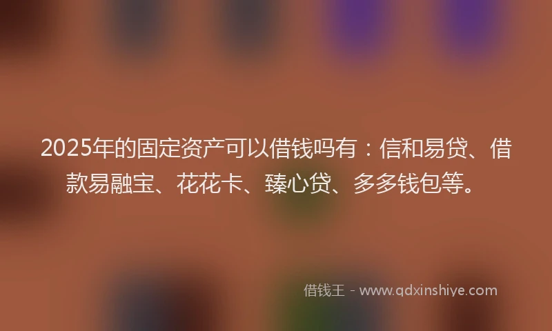 2025年的固定资产可以借钱吗有：信和易贷、借款易融宝、花花卡、臻心贷、多多钱包等。