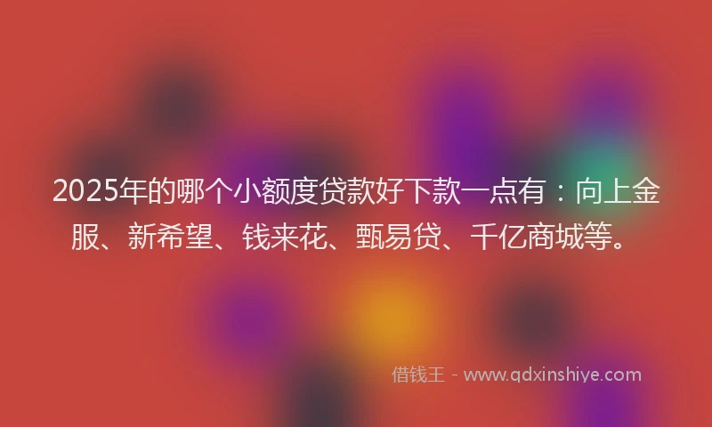 2025年的哪个小额度贷款好下款一点有：向上金服、新希望、钱来花、甄易贷、千亿商城等。