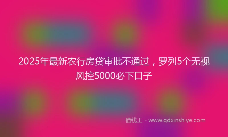 2025年最新农行房贷审批不通过，罗列5个无视风控5000必下口子
