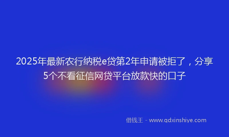 2025年最新农行纳税e贷第2年申请被拒了，分享5个不看征信网贷平台放款快的口子