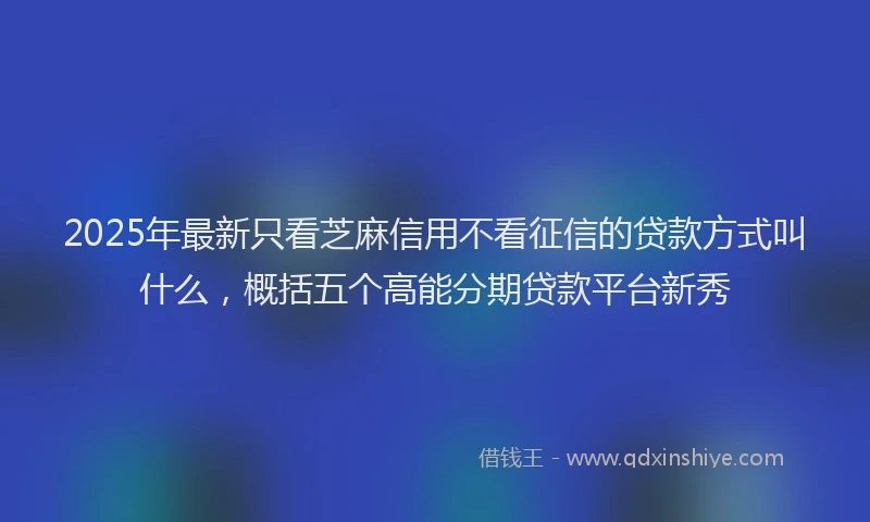 2025年最新只看芝麻信用不看征信的贷款方式叫什么，概括五个高能分期贷款平台新秀