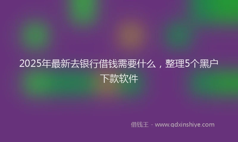 2025年最新去银行借钱需要什么，整理5个黑户下款软件