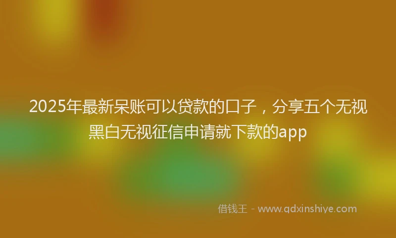 2025年最新呆账可以贷款的口子，分享五个无视黑白无视征信申请就下款的app