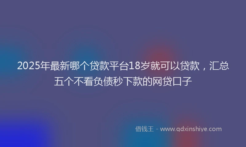 2025年最新哪个贷款平台18岁就可以贷款，汇总五个不看负债秒下款的网贷口子