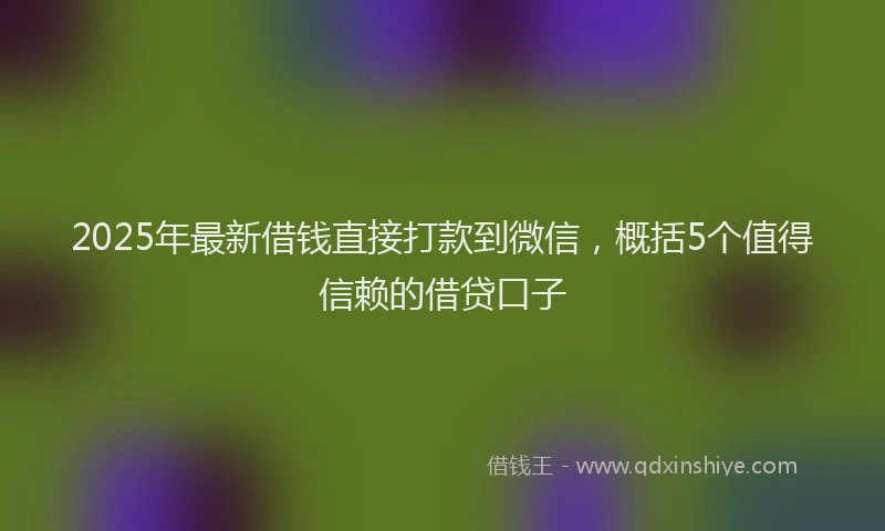 2025年最新借钱直接打款到微信，概括5个值得信赖的借贷口子
