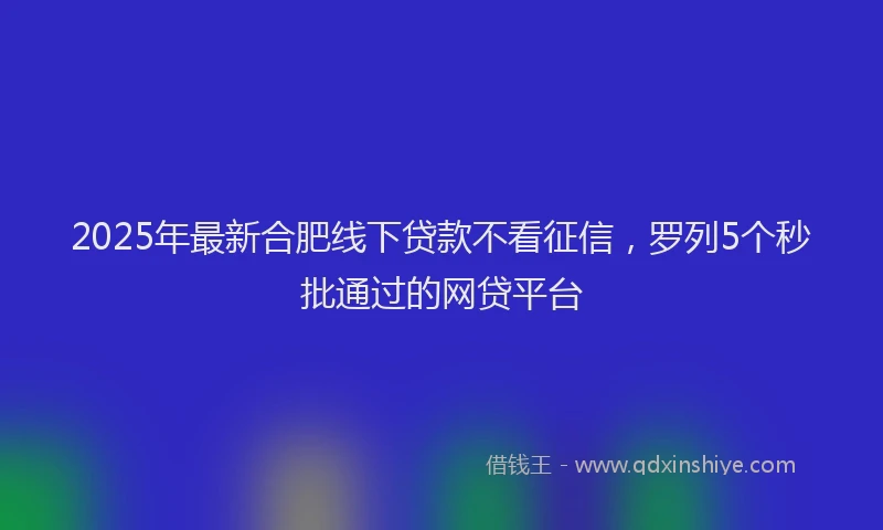 2025年最新合肥线下贷款不看征信，罗列5个秒批通过的网贷平台