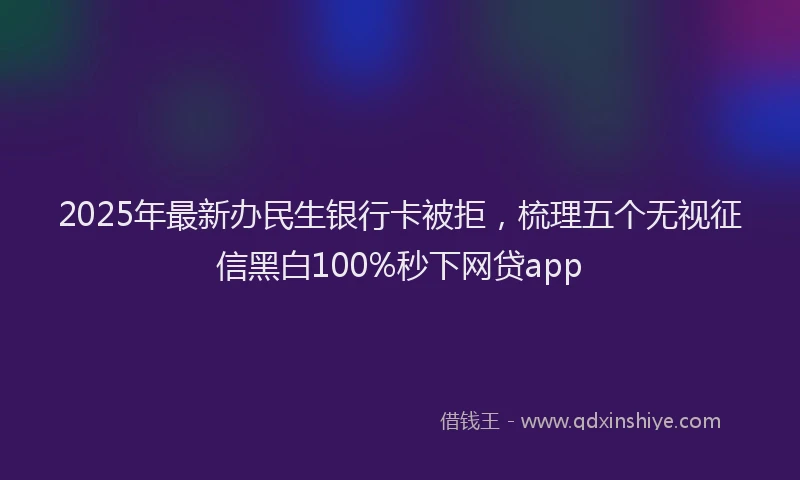 2025年最新办民生银行卡被拒，梳理五个无视征信黑白100%秒下网贷app
