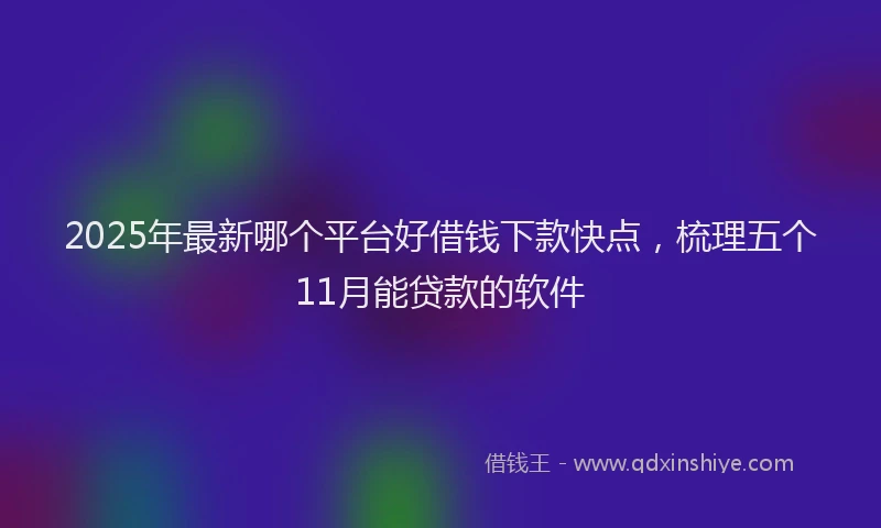 2025年最新哪个平台好借钱下款快点，梳理五个11月能贷款的软件