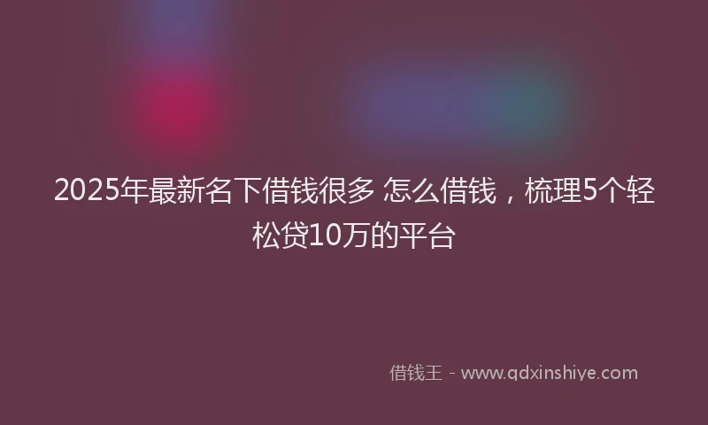 2025年最新名下借钱很多 怎么借钱，梳理5个轻松贷10万的平台