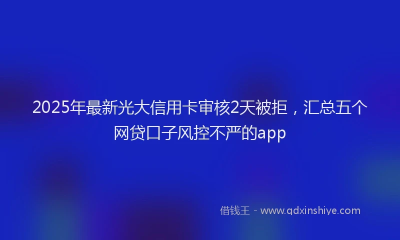 2025年最新光大信用卡审核2天被拒，汇总五个网贷口子风控不严的app