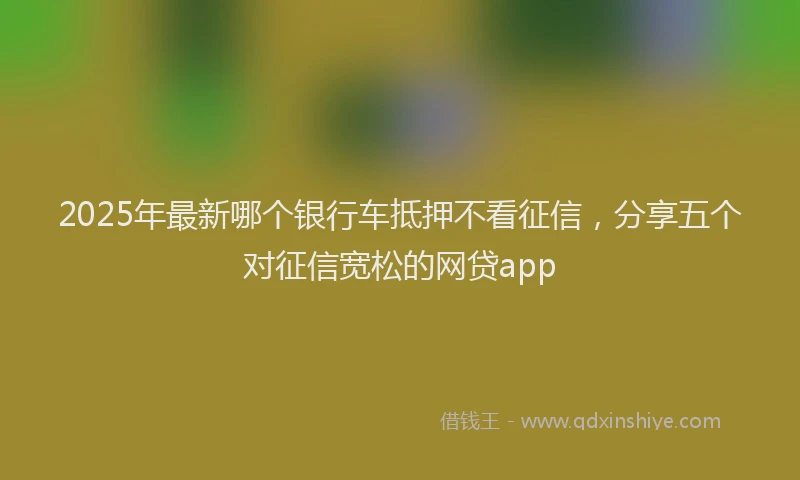 2025年最新哪个银行车抵押不看征信，分享五个对征信宽松的网贷app
