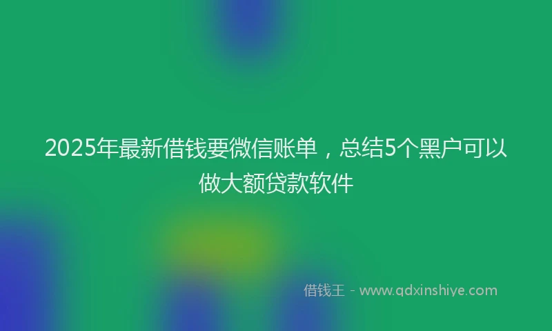 2025年最新借钱要微信账单，总结5个黑户可以做大额贷款软件