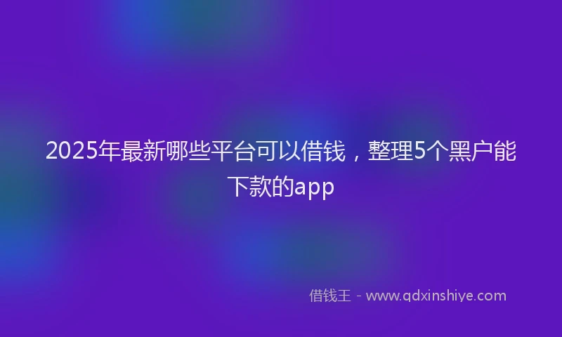 2025年最新哪些平台可以借钱，整理5个黑户能下款的app