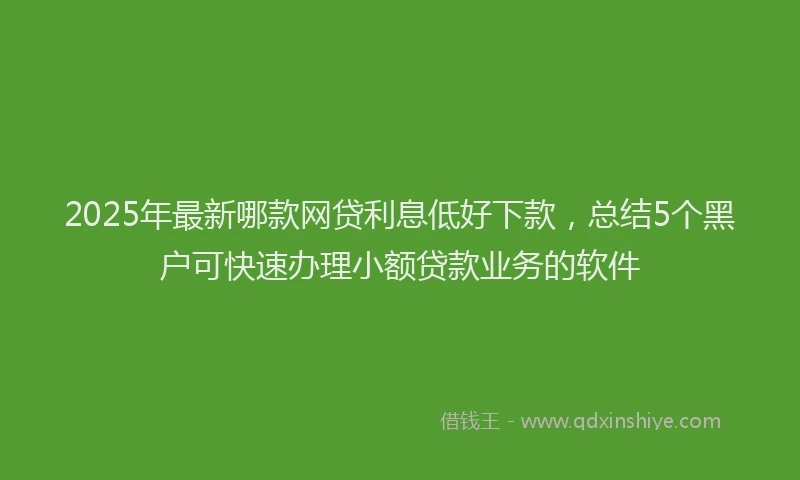 2025年最新哪款网贷利息低好下款，总结5个黑户可快速办理小额贷款业务的软件