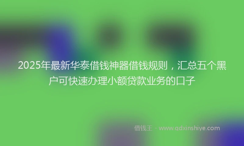 2025年最新华泰借钱神器借钱规则，汇总五个黑户可快速办理小额贷款业务的口子