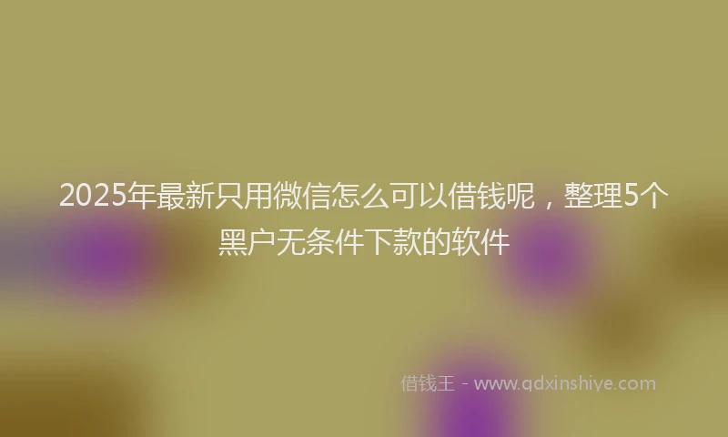 2025年最新只用微信怎么可以借钱呢，整理5个黑户无条件下款的软件