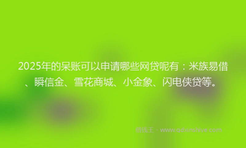 2025年的呆账可以申请哪些网贷呢有：米族易借、瞬信金、雪花商城、小金象、闪电侠贷等。