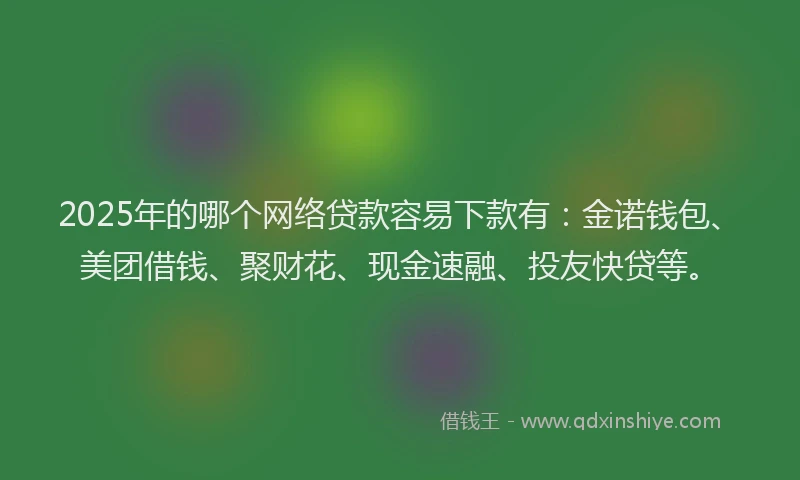 2025年的哪个网络贷款容易下款有：金诺钱包、美团借钱、聚财花、现金速融、投友快贷等。