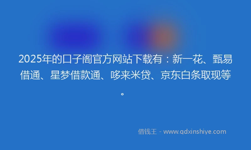 2025年的口子阁官方网站下载有：新一花、甄易借通、星梦借款通、哆来米贷、京东白条取现等。