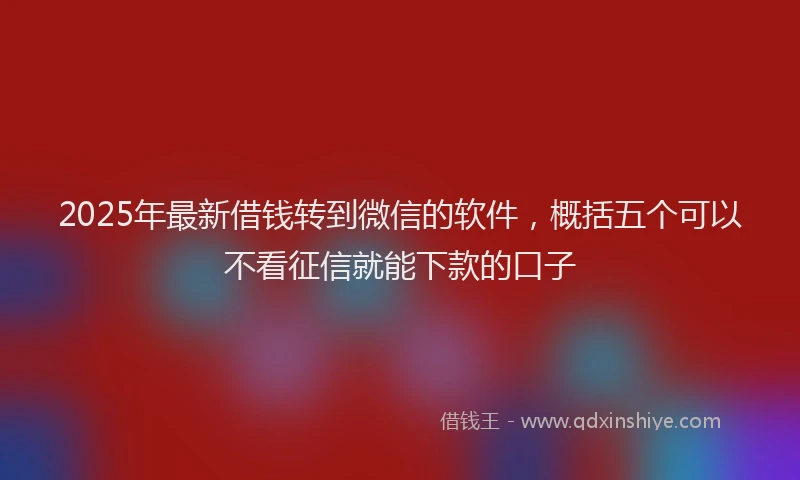 2025年最新借钱转到微信的软件，概括五个可以不看征信就能下款的口子
