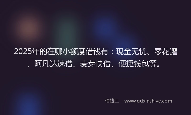 2025年的在哪小额度借钱有：现金无忧、零花罐、阿凡达速借、麦芽快借、便捷钱包等。