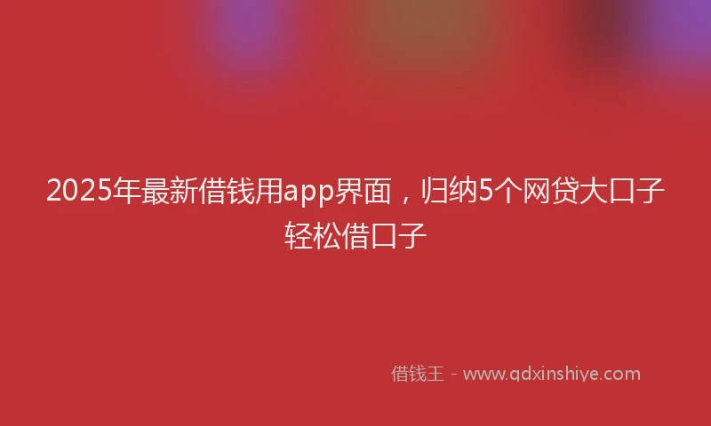 2025年最新借钱用app界面，归纳5个网贷大口子轻松借口子