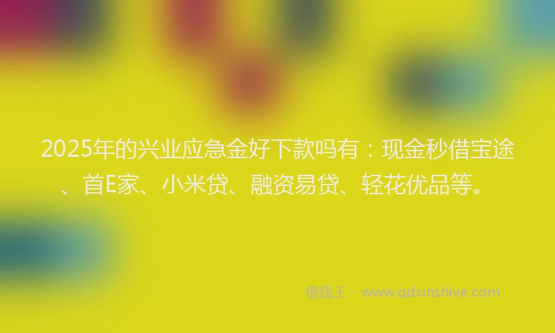 2025年的兴业应急金好下款吗有：现金秒借宝途、首E家、小米贷、融资易贷、轻花优品等。