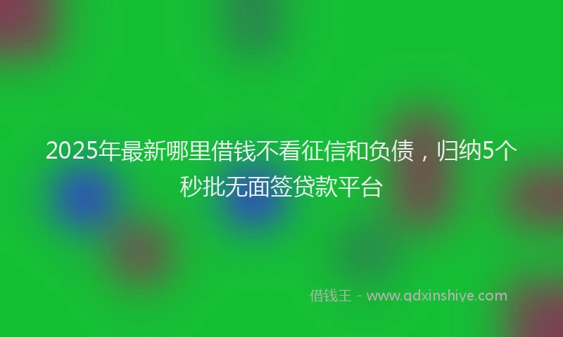 2025年最新哪里借钱不看征信和负债，归纳5个秒批无面签贷款平台