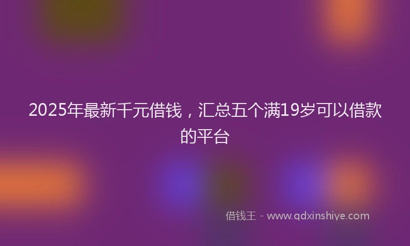 2025年最新千元借钱，汇总五个满19岁可以借款的平台