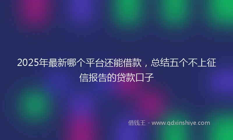 2025年最新哪个平台还能借款，总结五个不上征信报告的贷款口子