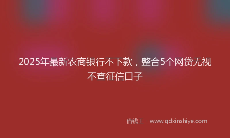 2025年最新农商银行不下款，整合5个网贷无视不查征信口子