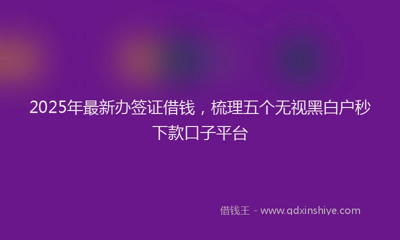 2025年最新办签证借钱，梳理五个无视黑白户秒下款口子平台