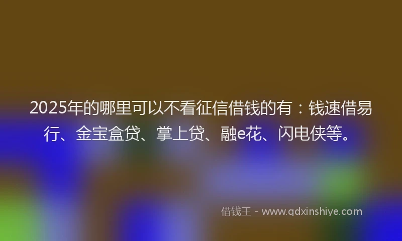 2025年的哪里可以不看征信借钱的有：钱速借易行、金宝盒贷、掌上贷、融e花、闪电侠等。