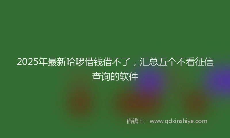 2025年最新哈啰借钱借不了，汇总五个不看征信查询的软件