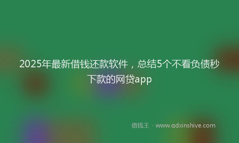 2025年最新借钱还款软件，总结5个不看负债秒下款的网贷app