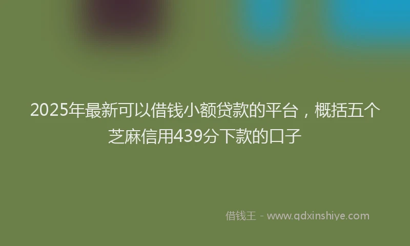 2025年最新可以借钱小额贷款的平台，概括五个芝麻信用439分下款的口子