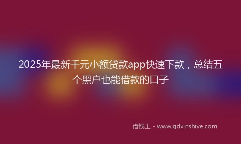 2025年最新千元小额贷款app快速下款，总结五个黑户也能借款的口子