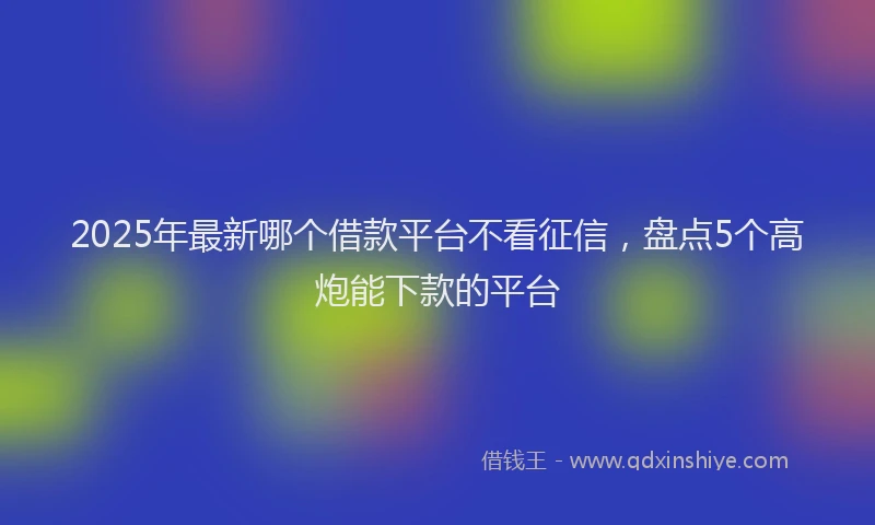 2025年最新哪个借款平台不看征信，盘点5个高炮能下款的平台