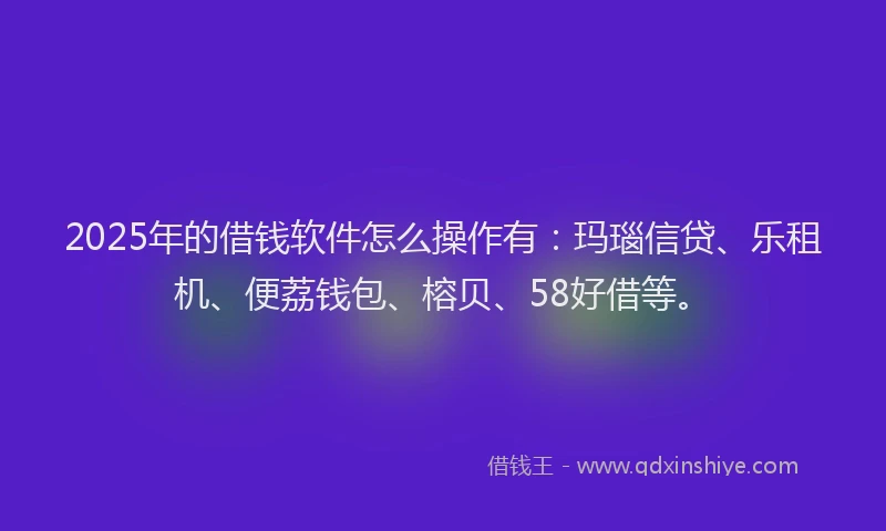 2025年的借钱软件怎么操作有：玛瑙信贷、乐租机、便荔钱包、榕贝、58好借等。