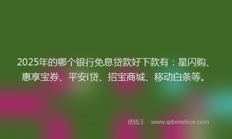 2025年的哪个银行免息贷款好下款有：星闪购、惠享宝券、平安i贷、招宝商城、移动白条等。