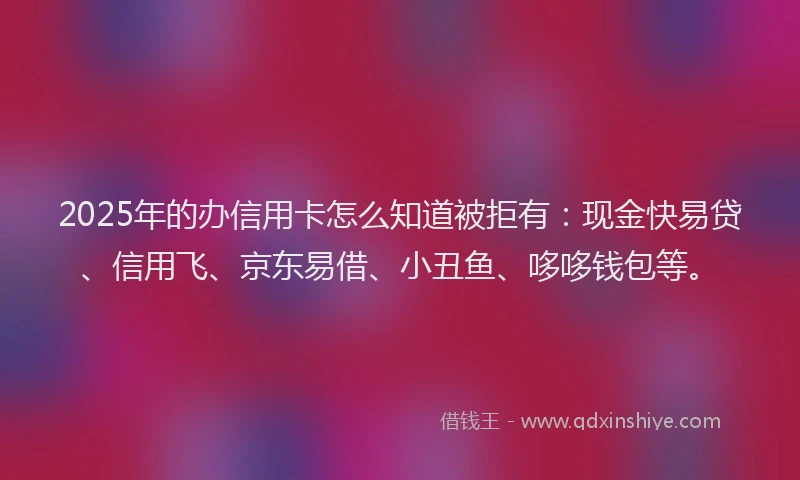 2025年的办信用卡怎么知道被拒有：现金快易贷、信用飞、京东易借、小丑鱼、哆哆钱包等。