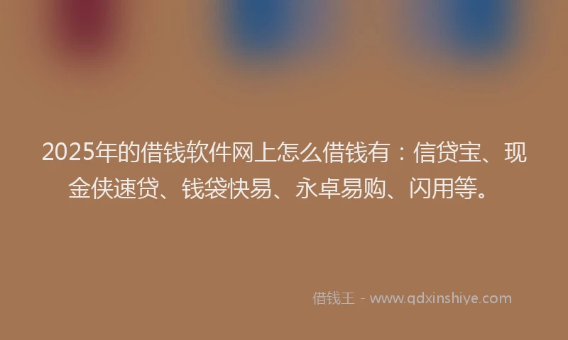 2025年的借钱软件网上怎么借钱有：信贷宝、现金侠速贷、钱袋快易、永卓易购、闪用等。