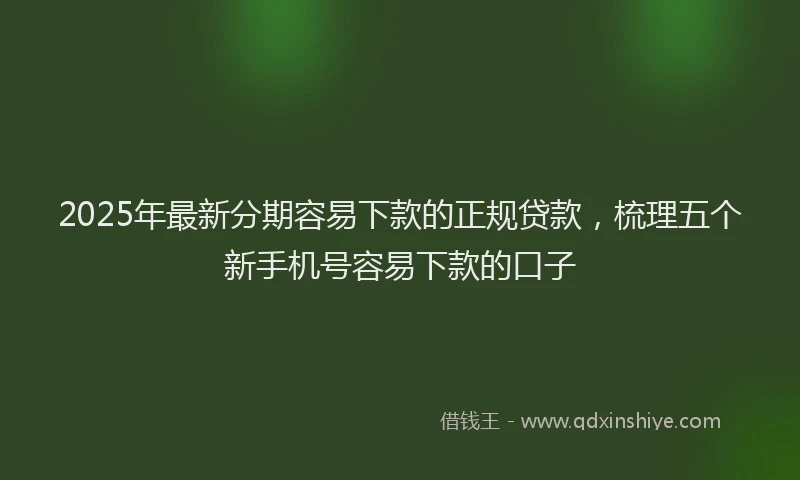 2025年最新分期容易下款的正规贷款，梳理五个新手机号容易下款的口子