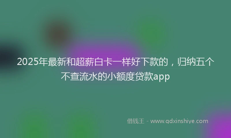 2025年最新和超薪白卡一样好下款的，归纳五个不查流水的小额度贷款app