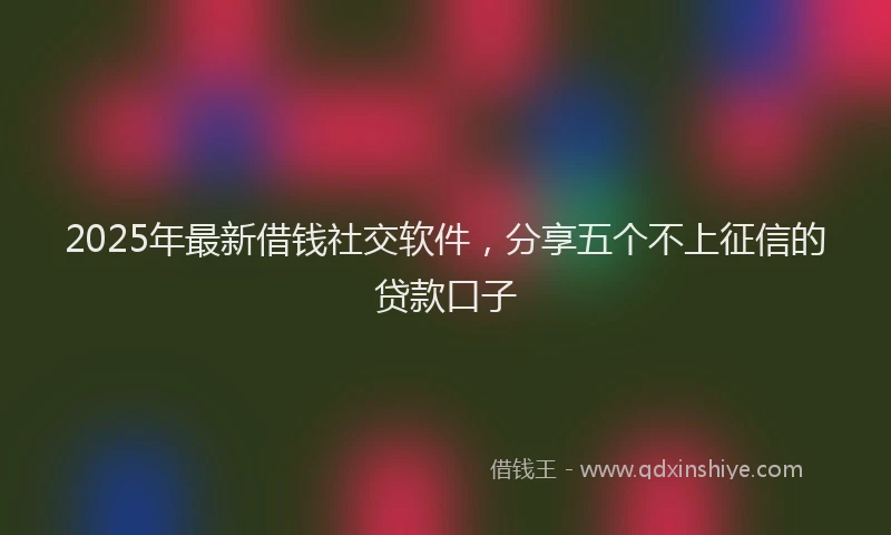 2025年最新借钱社交软件，分享五个不上征信的贷款口子