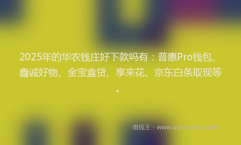 2025年的华农钱庄好下款吗有：普惠Pro钱包、鑫诚好物、金宝盒贷、享来花、京东白条取现等。